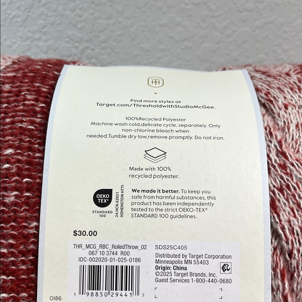 Threshold Red and White Cable Knit Throw by Studio McGee - Picture 2 of 2